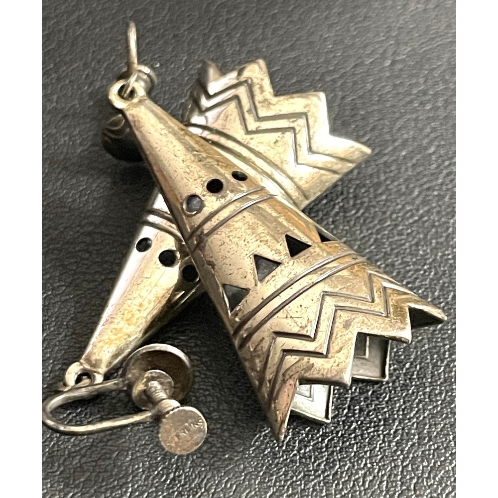 Vintage Sterling Silver Earrings Dangle Southwestern 925
